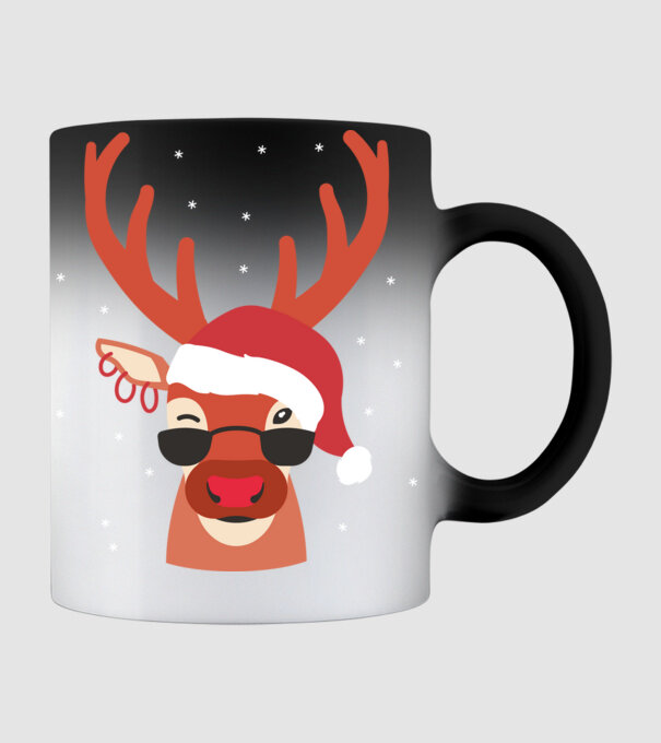 Cool Reindeer Rudolph model negru pe tricou
