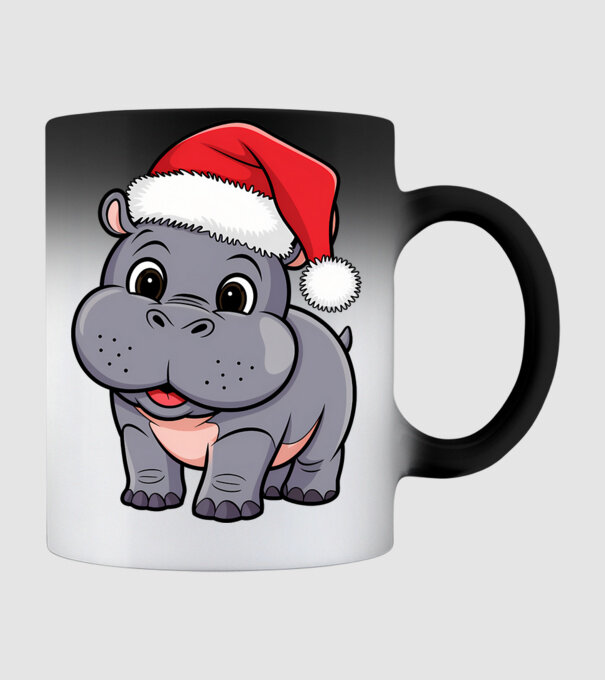 Crăciun Hippo model negru pe tricou