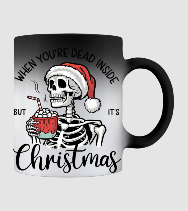 Dead inside, but it's christmas Alb model negru pe tricou