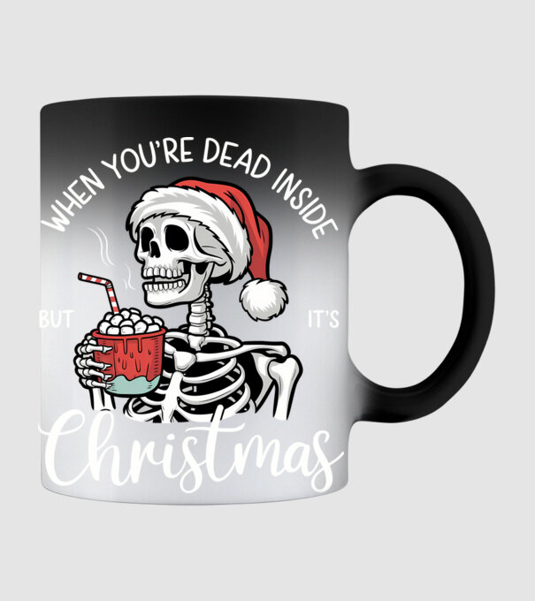 Dead inside, but it's christmas Negru model negru pe tricou