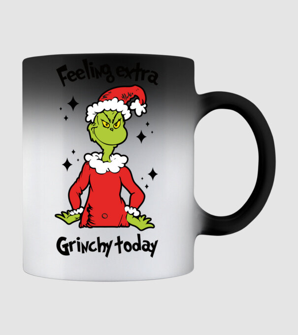 Feeling extra Grinchy today model negru pe tricou