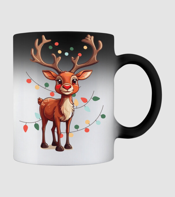 Festive Rudolph model negru pe tricou