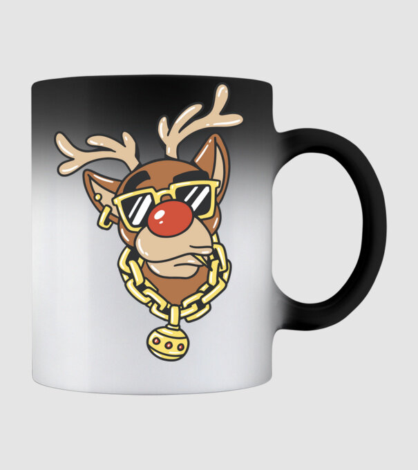 Gangster Reindeer model negru pe tricou