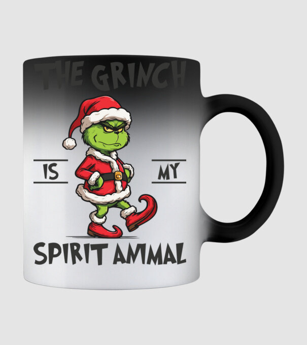 Grinch is my spirit animal model negru pe tricou