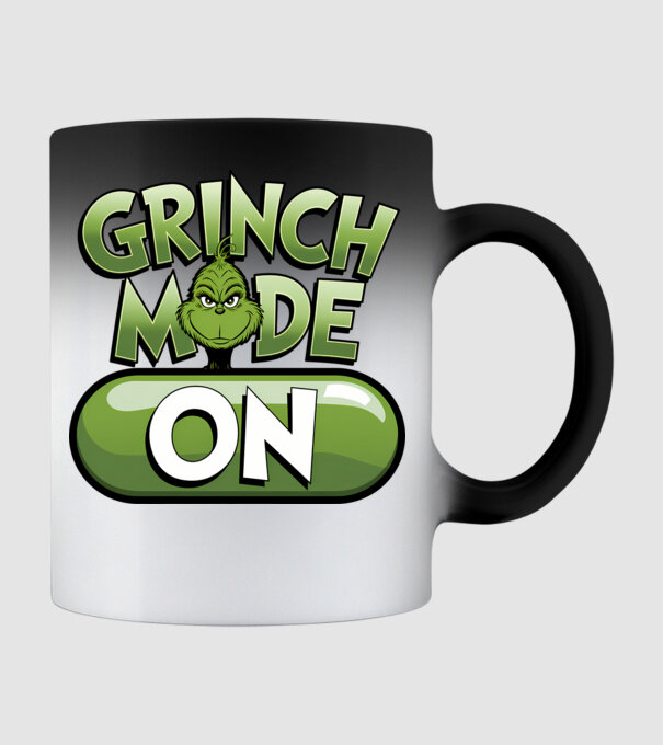 Grinch mode ON model negru pe tricou