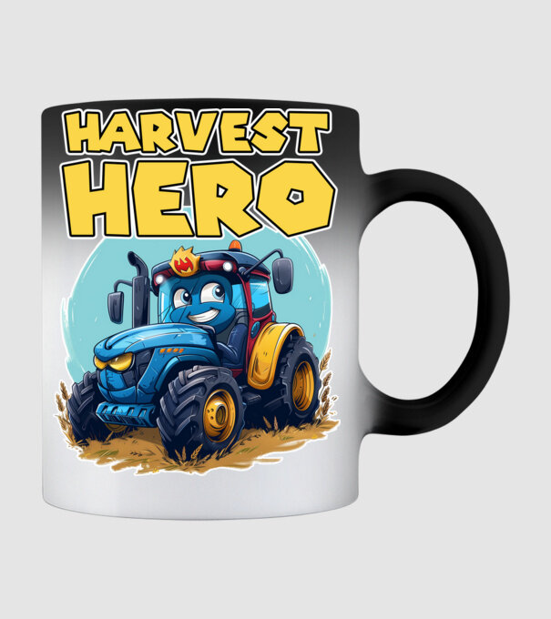 Harvest Hero Tractor model negru pe tricou