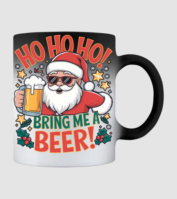 HO HO HO bring me a BEER santa Alb model negru pe tricou