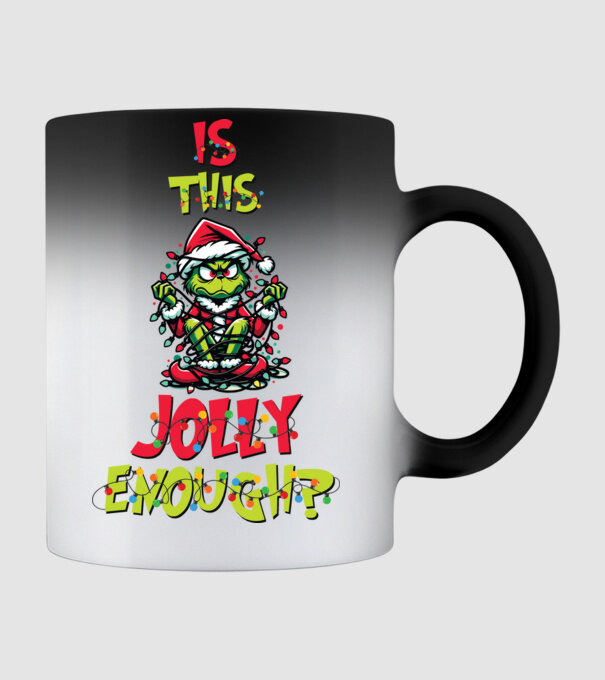 Is this jolly enough Grinch model negru pe tricou