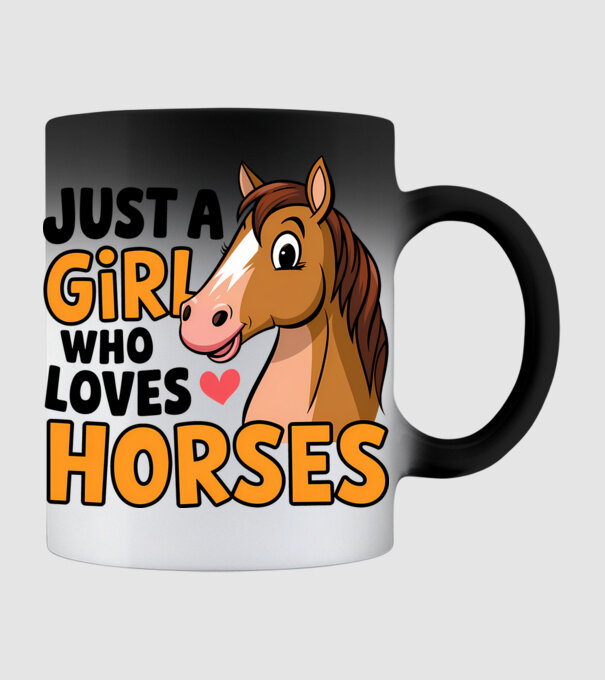 Just a girl who loves horses Alb model negru pe tricou