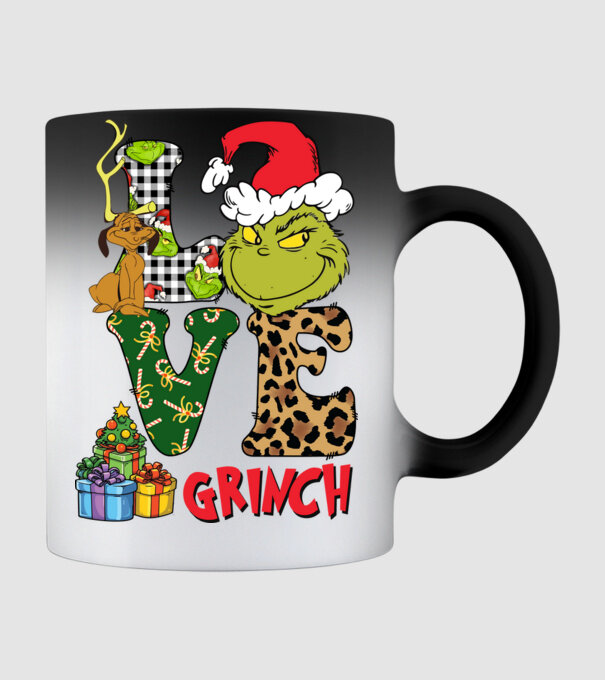 Love Grinch model negru pe tricou