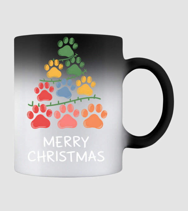 Merry Christmas Paws Negru model negru pe tricou