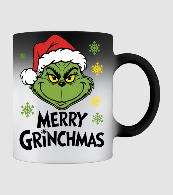 Merry Grinchmas Alb model negru pe tricou