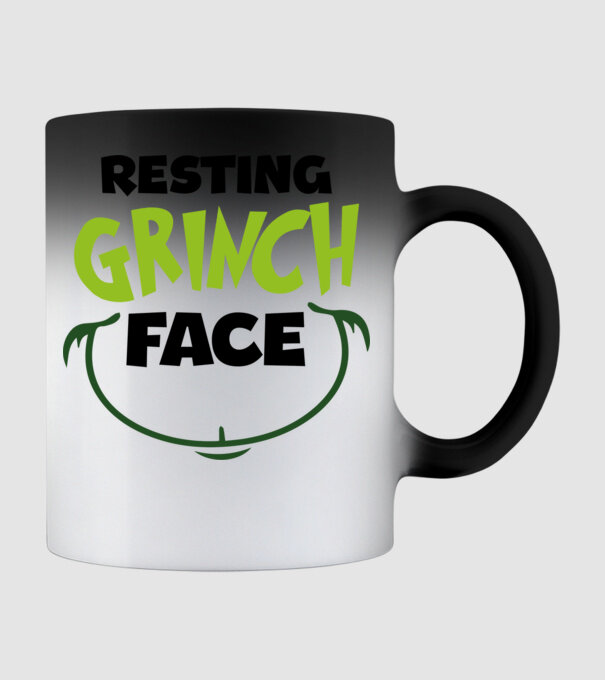 Resting Grinch face model negru pe tricou