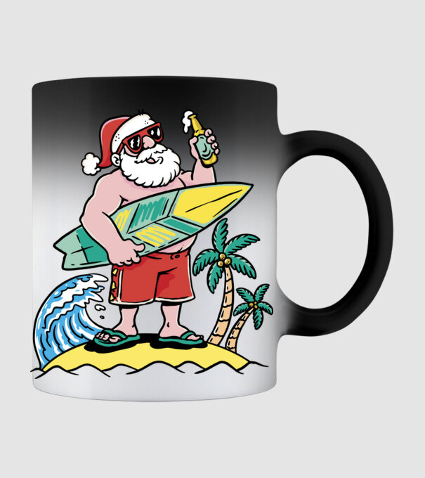 Santa Claus Summer model negru pe tricou