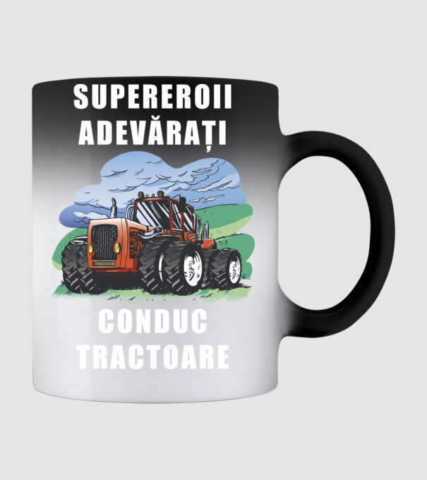 Supereroii adevărați conduc tractoare_D3470804 model negru pe tricou