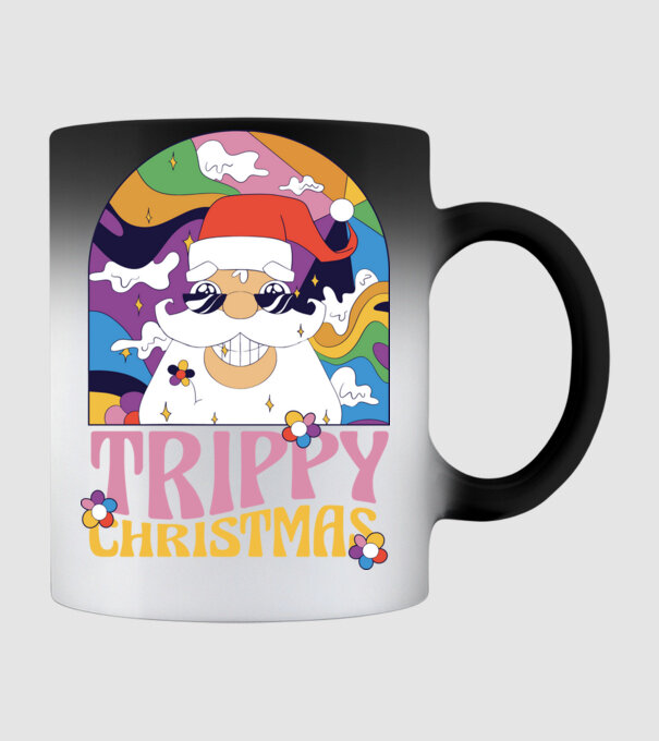 Trippy Christmas model negru pe tricou
