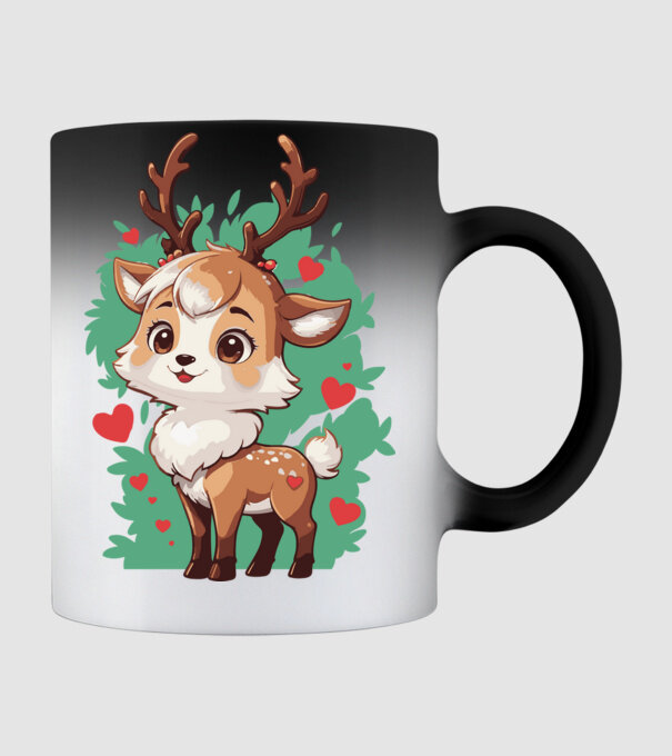 Valentine Deer model negru pe tricou