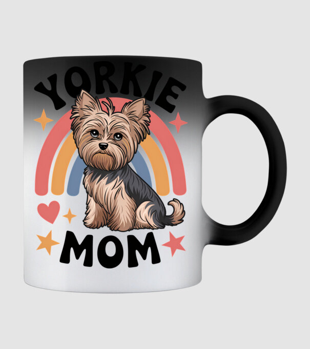 Yorkie Mom Alb model negru pe tricou