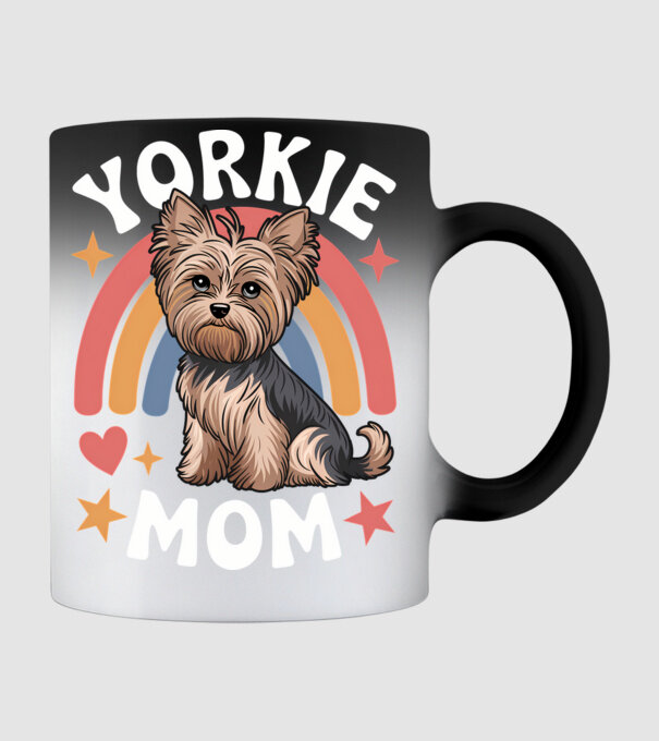 Yorkie Mom Negru model negru pe tricou