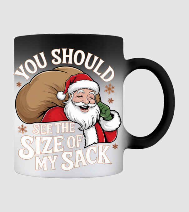 You Should See The Size Of My Sack Santa model negru pe tricou