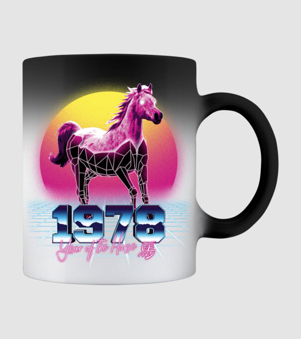 1978 Year of the Horse model negru pe tricou
