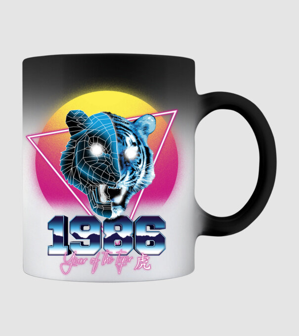 1986 Year of the Tiger model negru pe tricou