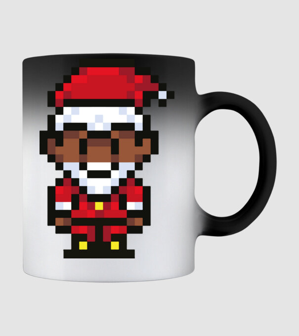 8bit pixel Moș Crăciun model negru pe tricou