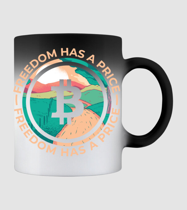 Libertatea are preț Bitcoin model negru pe tricou