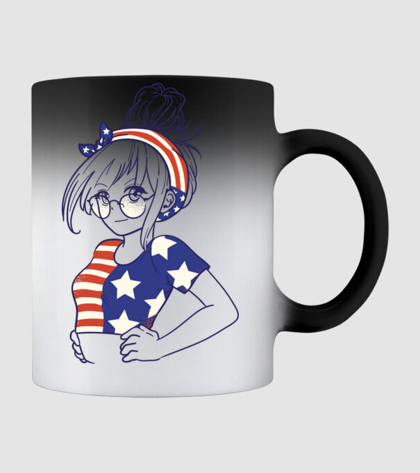 fată Americană Anime model negru pe tricou