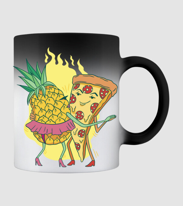 Pizza cu ananas Dragoste model negru pe tricou