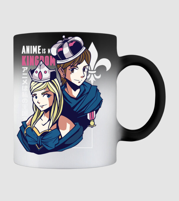 Anime este Regatul meu model negru pe tricou