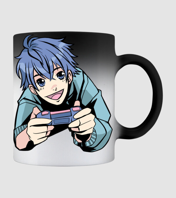 Anime băiat Gamer model negru pe tricou