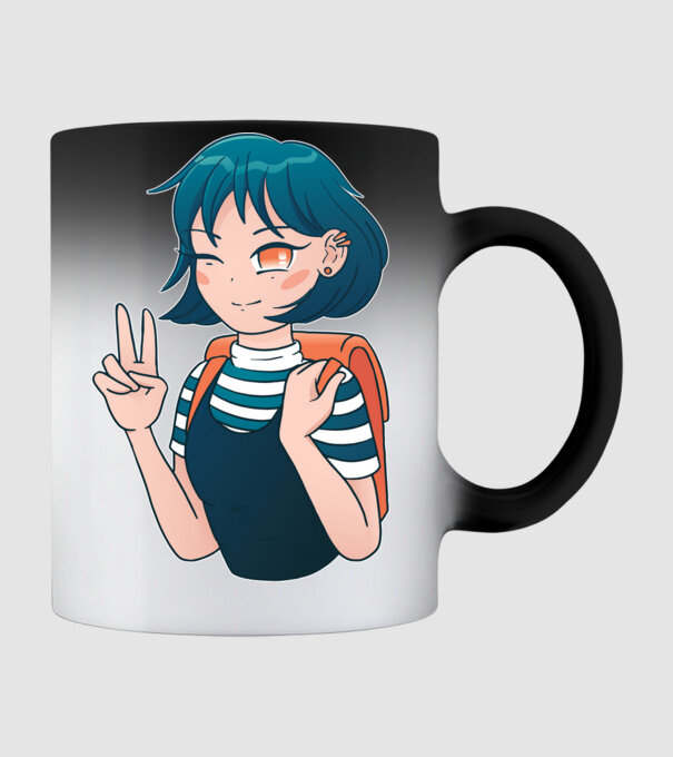 Anime fată model negru pe tricou