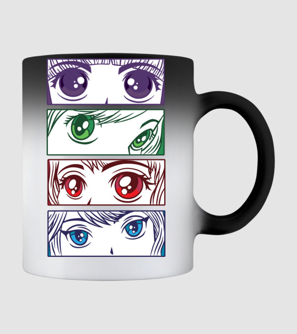 Anime ochi de fată Pop Art model negru pe tricou