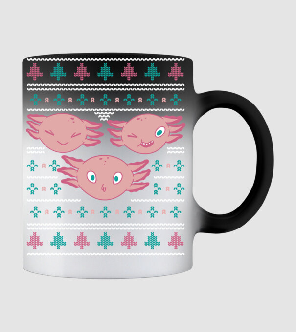 Pulover urât Axolotl model negru pe tricou