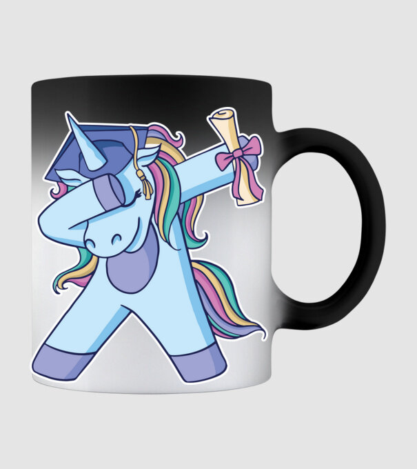 Unicorn Absolvent model negru pe tricou