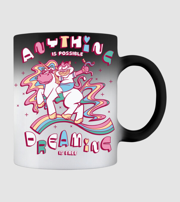 Orice este posibil Unicorn model negru pe tricou