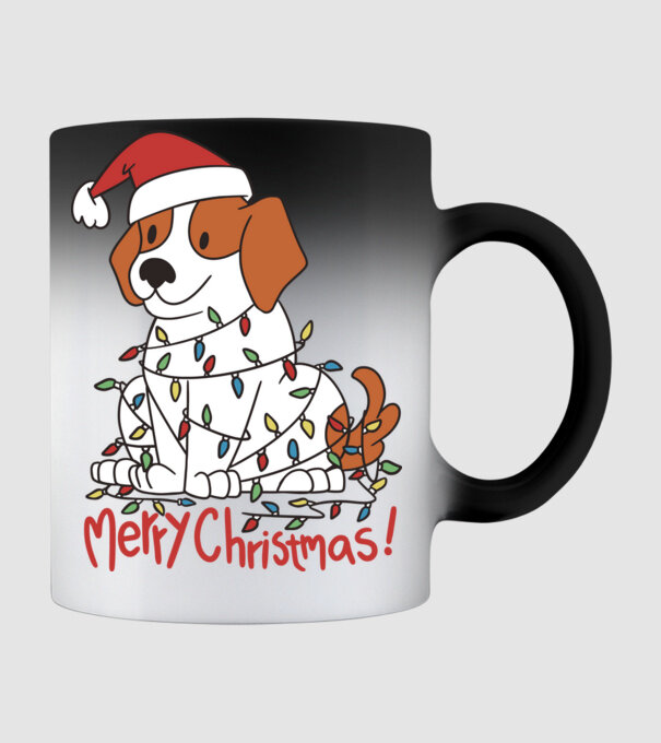 Beagle Crăciun Fericit! model negru pe tricou