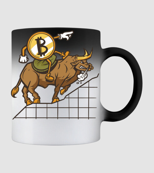 Taur Bitcoin model negru pe tricou