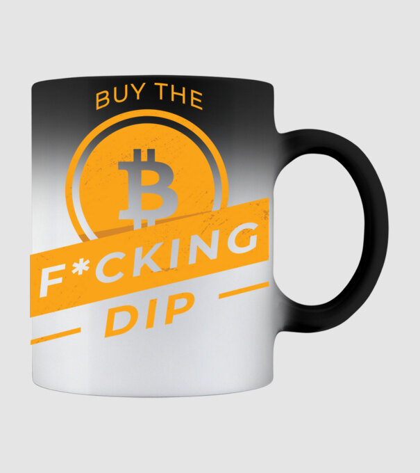 Bitcoin - Buy the fucking dip model negru pe tricou