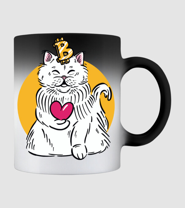 Pisică Bitcoin model negru pe tricou