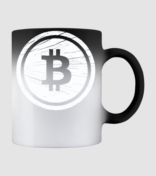 Bitcoin logo model negru pe tricou