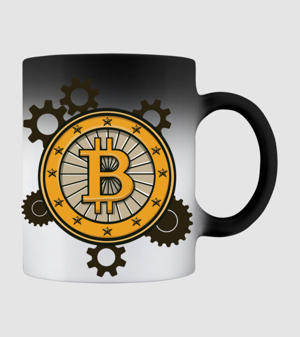 Mecanică Bitcoin model negru pe tricou
