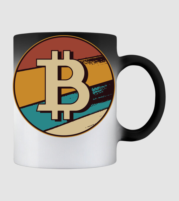 Bitcoin retro model negru pe tricou