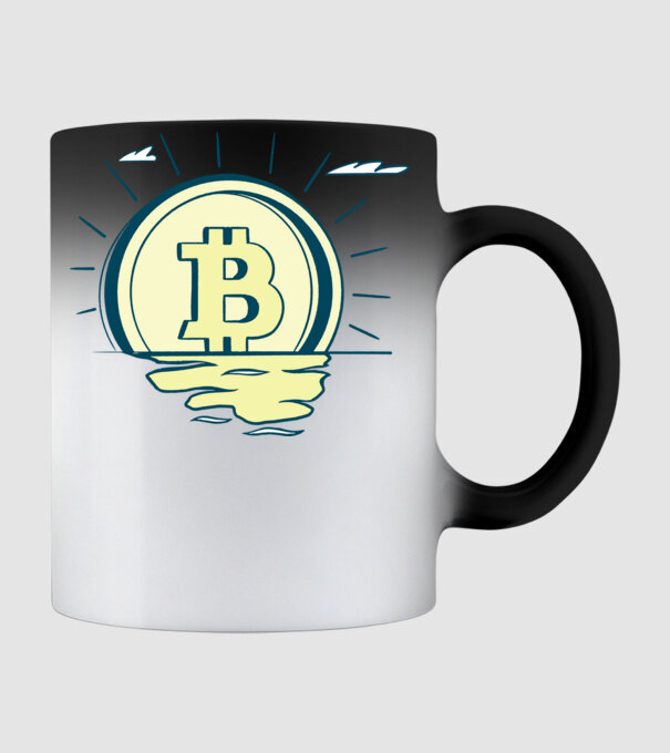 Bitcoin sunrise model negru pe tricou