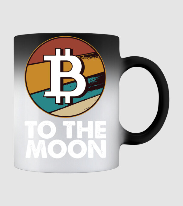 Bitcoin to the moon model negru pe tricou
