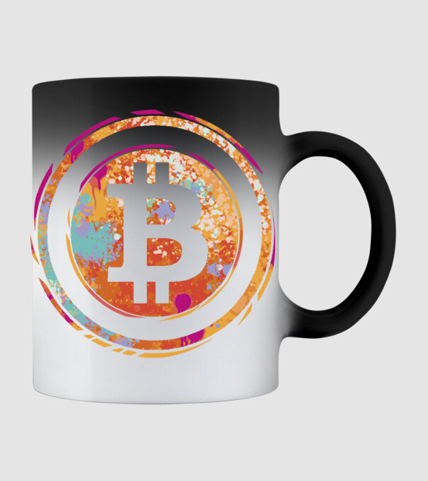 Bitcoin Watercolor model negru pe tricou