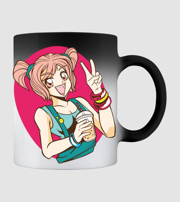 Bobba fată Anime model negru pe tricou