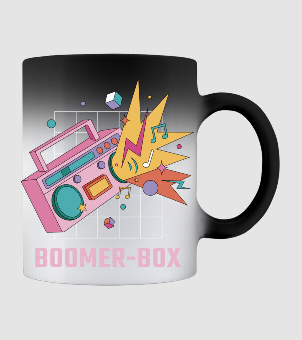 Boomer Box Magnetofon Retro model negru pe tricou