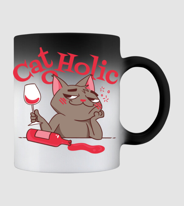 Catoholic - iubitor de pisici model negru pe tricou